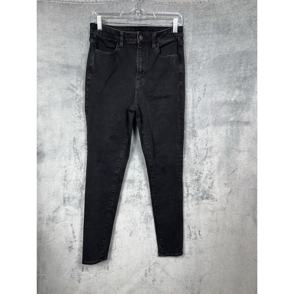 American Eagle Women's 10 Regular Next Level Hi-Rise Jegging Jeans Black M - Picture 1 of 16